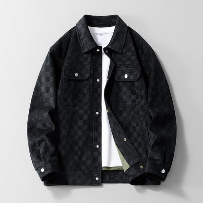 🎉Herbst-Special – 50 % Rabatt！🧥Herrenjacke aus Kunstwildleder mit Schachbrettmuster