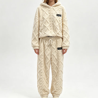 🍂🎁Neu für Herbst & Winter – 50% Rabatt für kurze Zeit!👚👖Thermo-Fleece-Pyjama-Set, warme Hauskleidung, 2-teilig, auch draußen tragbar