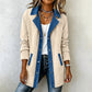 Damen-Casual-Jeansjacke im Patchwork-Stil