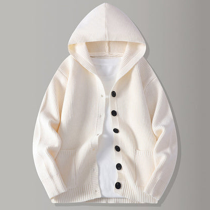 📢📢50%Rabatt!!!🎉✨Gestrickte Kapuzenstrickjacke für Herren, lässige, lockere Strickjacke mit Knöpfen, als Jacke tragbar