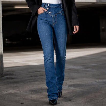 📢🎉50%Rabatt!!!🛍️✨Taillenhohe asymmetrische Crossover-Jeans für Damen