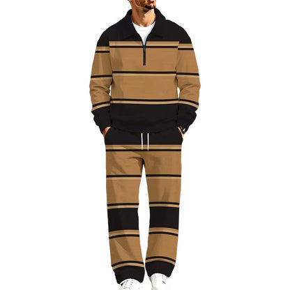 📢📢50%Rabatt!!!🎉✨Bedrucktes Trainingsanzug-Set für Herren mit Halbreißverschluss: Sweatshirt und Hose
