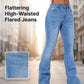 Stretch-Jeans mit hoher Taille und ausgestelltem Bein für Damen