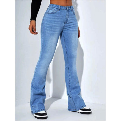 Stretch-Jeans mit hoher Taille und ausgestelltem Bein für Damen