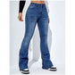 Stretch-Jeans mit hoher Taille und ausgestelltem Bein für Damen