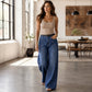 Legere Hochhaus-Jeans mit weitem Bein für Damen