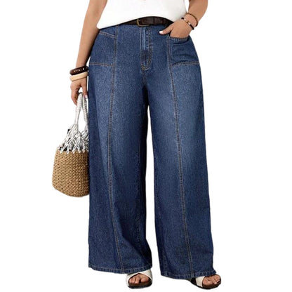 Legere Hochhaus-Jeans mit weitem Bein für Damen