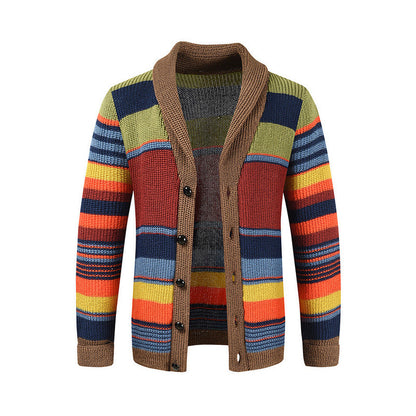 🍂🏷️Neue Herbstkollektion – 50 % Rabatt!!!✨Gestreifter Strickcardigan mit Schalkragen für Herren
