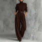 📢📢50%Rabatt!!!🎉✨Eleganter Damen-Zweiteiler: Rollkragen-Shirt & Hose mit hohem Bund