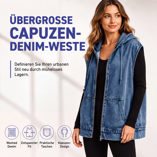 📢🎉50%Rabatt!!!🛍️✨Jeansweste mit Kapuze für Damen, lässige Jacke