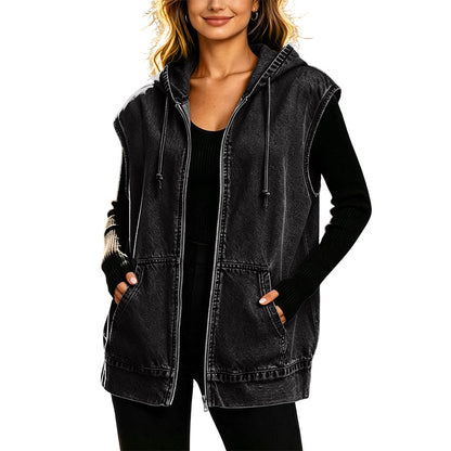 📢🎉50%Rabatt!!!🛍️✨Jeansweste mit Kapuze für Damen, lässige Jacke