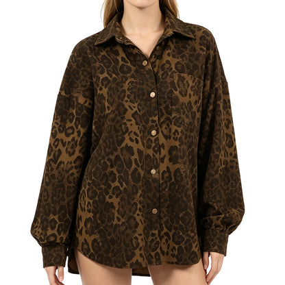 📢🎉50%Rabatt!!!🛍️✨Damen Jacke mit Leopardenprint und Reverskragen