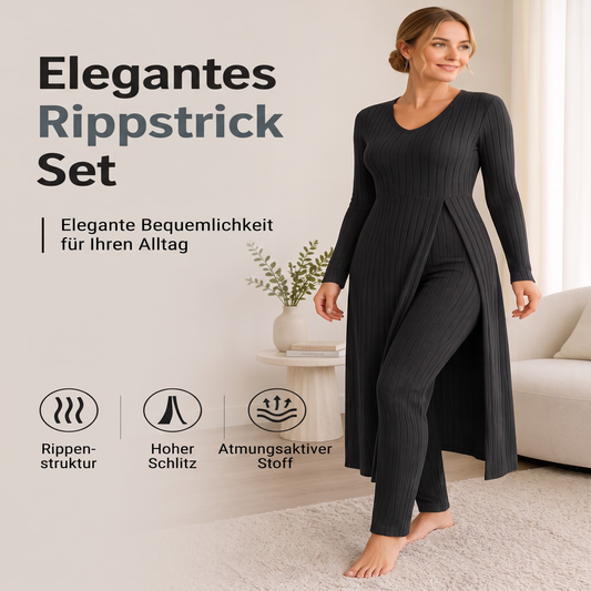 📢📢50%Rabatt!!!🎉✨Legeres, weiches geripptes Strick-Zweiteiler-Set für Damen