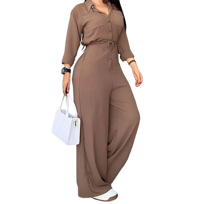 📢🎉50%Rabatt!!!🛍️✨Weitbein-Damen-Jumpsuit mit Bindegürtel