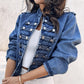 📢📢50%Rabatt!!!🎉✨Damen-Jeansjacke im Vintage-Stil mit symmetrischen Knöpfen