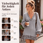 📢🎉50%Rabatt!!!🛍️✨Damen Strickkleid mit V-Ausschnitt und Laternenärmeln