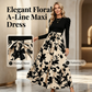 📢📢50%Rabatt!!!🎉✨Damen Maxikleid im A-Linien-Schnitt mit Blumenmuster und langen Ärmeln
