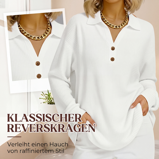 📢📢50%Rabatt!!!🎉⭐ Top-bewertet – V-Ausschnitt-Bluse mit Waffeltextur