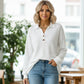 📢📢50%Rabatt!!!🎉⭐ Top-bewertet – V-Ausschnitt-Bluse mit Waffeltextur