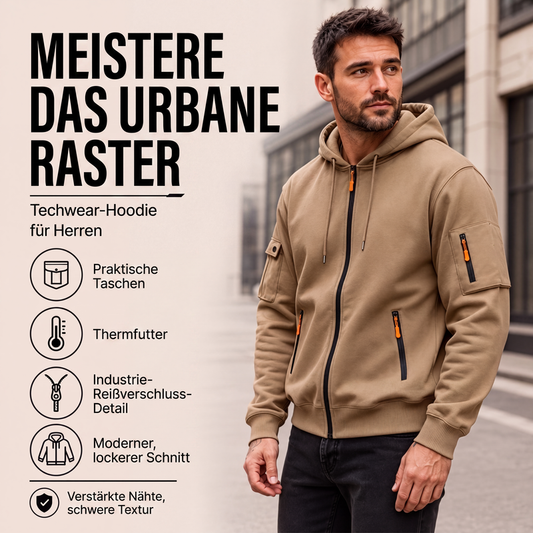 📢🎉50%Rabatt!!!🛍️✨Herren-Cargo-Jacke mit durchgehendem Reißverschluss und Kapuze