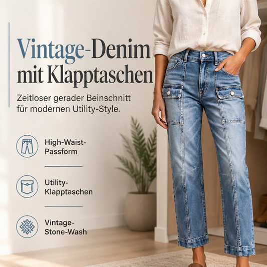 📢🎉50%Rabatt!!!🛍️✨Hochtaillierte, elastische Jeans mit geradem Bein für Damen