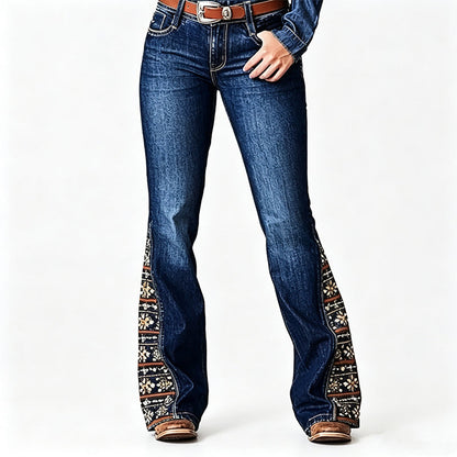 📢📢50%Rabatt!!!🎉✨Boho-bedruckte Retro-Schlagjeans für Damen