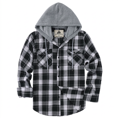 📢📢50%Rabatt!!!🎉✨Karierte Flanell-Hemdjacke mit Kapuze für Herren