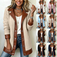 🧥🌸50%Rabatt!!!🛍️✨Damen Plüschjacke mit Revers und Patchwork-Design