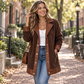 🧥🌸50%Rabatt!!!🛍️✨Damen Plüschjacke mit Revers und Patchwork-Design