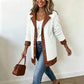 🧥🌸50%Rabatt!!!🛍️✨Damen Plüschjacke mit Revers und Patchwork-Design