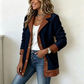 🧥🌸50%Rabatt!!!🛍️✨Damen Plüschjacke mit Revers und Patchwork-Design