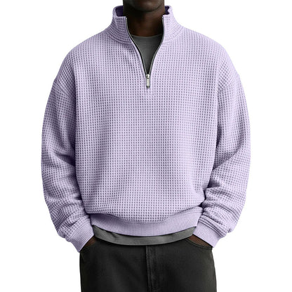 📢🎉50%Rabatt!!!🛍️✨Herren-Sweatshirt mit entspannter Passform, Halbreißverschluss und Waffelstruktur