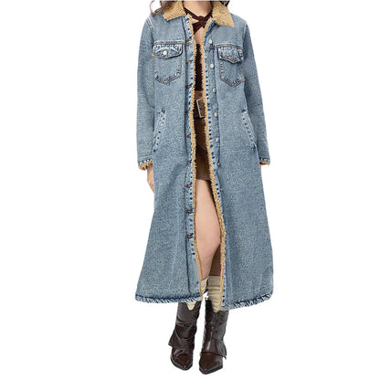📢🎉50%Rabatt!!!🛍️✨Langer, warmer gefütterter Jeansmantel für Damen