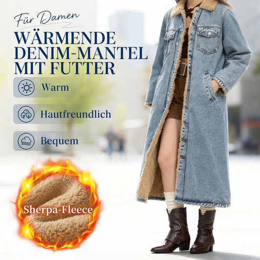 📢🎉50%Rabatt!!!🛍️✨Langer, warmer gefütterter Jeansmantel für Damen