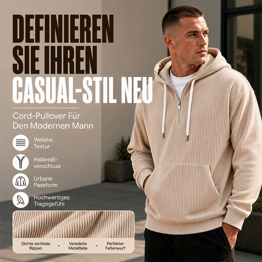 📢🎉50%Rabatt!!!🛍️✨Herren-Casual-Cord-Hoodie mit Halb-Reißverschluss