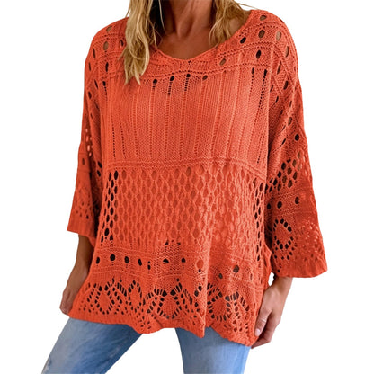 📢🎉50%Rabatt!!!🛍️✨Damen Lochstrick-Häkelpullover