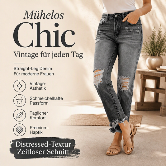 📢🎉50%Rabatt!!!🛍️✨Damen-Jeans im Retrostil, used-Look mit Rissen