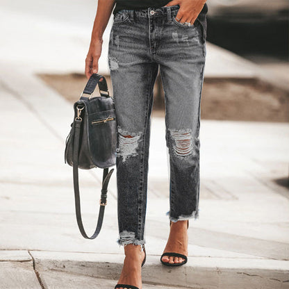 📢🎉50%Rabatt!!!🛍️✨Damen-Jeans im Retrostil, used-Look mit Rissen