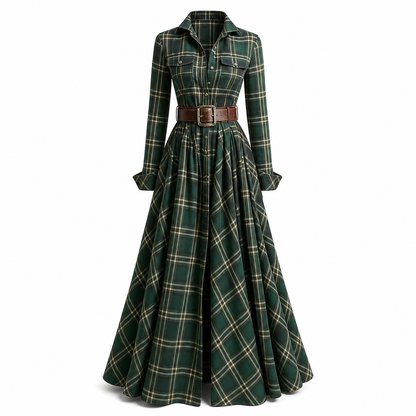 📢🎉50%Rabatt!!!🛍️🍂 Plus-Size-Kleid im französischen Vintage-Karomuster – Feminin, bequem & immer passend
