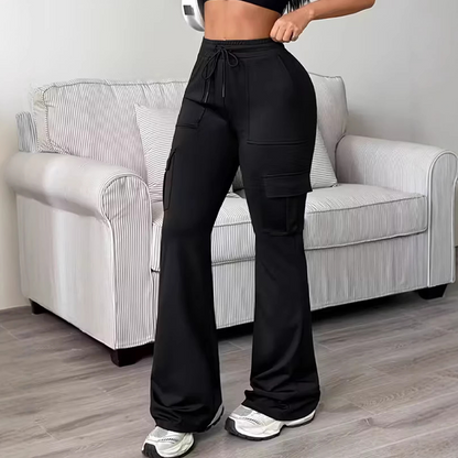 📢📢50% Rabatt!!! 🎉✨ Damen High-Waist Cargo-Flare-Hose mit Kordelzug
