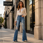 📢🎉50%Rabatt!!!🛍️✨Damen High-Waist Destroyed Flare Jeans