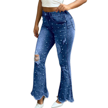📢🎉50%Rabatt!!!🛍️✨Damen High-Waist Destroyed Flare Jeans