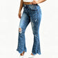 📢🎉50%Rabatt!!!🛍️✨Damen High-Waist Destroyed Flare Jeans