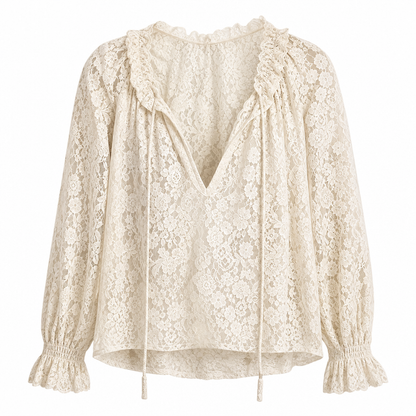 📢🎉50%Rabatt!!!🛍️✨Elegante, locker sitzende Langarm-Spitzenpullover-Bluse für Damen