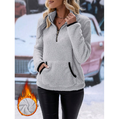 📢🎉50%Rabatt!!!🛍️✨Damen-Sweatshirt mit halbem Reißverschluss aus warmem Plüsch