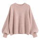 📢🎉50%Rabatt!!!🛍️✨Lässiger Strickpullover mit Rundhalsausschnitt, lockerer Passform, Fledermaus-Langärmeln und einfarbigem Design
