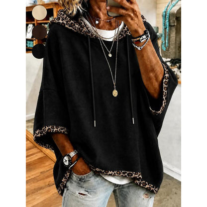 📢🎉50%Rabatt!!!🛍️✨Damen-Hoodie mit Leopardenmuster-Besatz