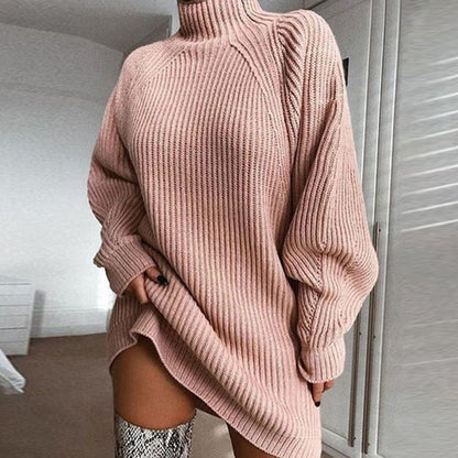 👥 Über 80.000 Käufer haben bereits zugeschlagen! Bequemes Rollkragen-Strickkleid für Damen