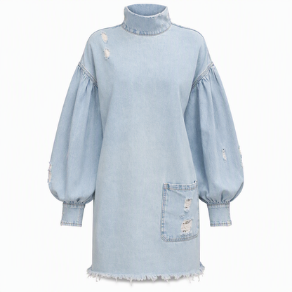 📢🎉50%Rabatt!!!🛍️✨Übergroßes Damen-Minikleid aus Denim mit Stehkragen