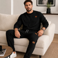 📢🎉50%Rabatt!!!🛍️✨Herren-Jacquard-Sweatshirt mit Buchstabenmuster & Jogginghose mit Kordelzug Set